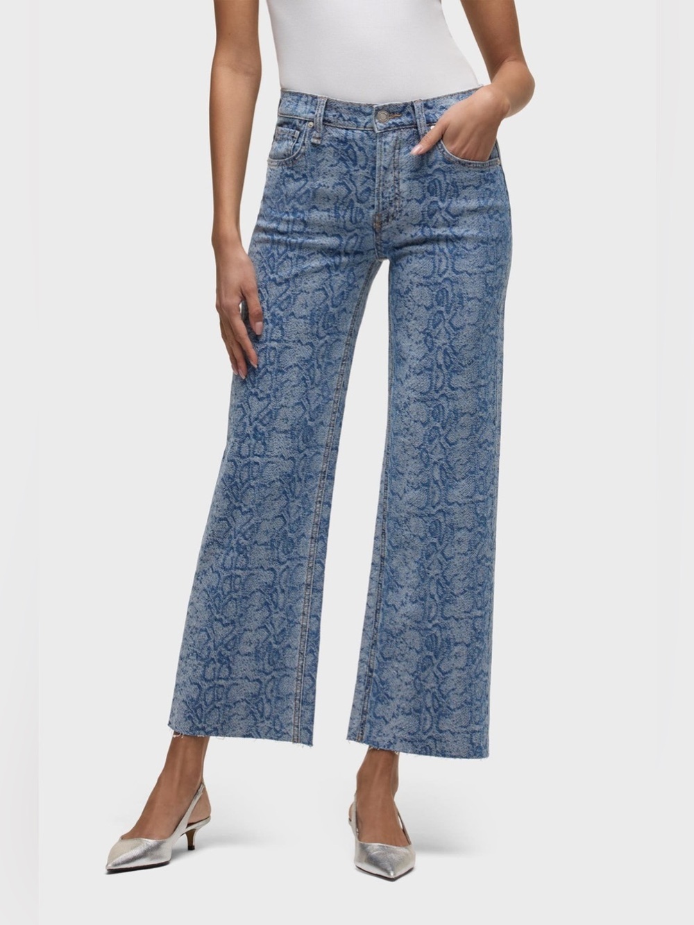 HUDSON Jeans Rosie Snake-Print High-Rise Wide-Leg Jeans NWT